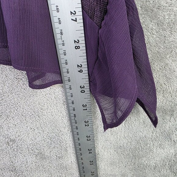 Womens Simply Vera Vera Wang Purple Textured Top Short Sleeve Polyester Blend 1X - Picture 6 of 8